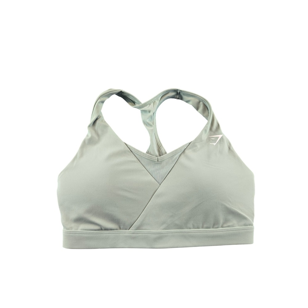 Gymshark‎ B4A9K Wrap Mesh Sports Bra Sage Green Racerback Small B4A9K-EB1J-S-AQ2